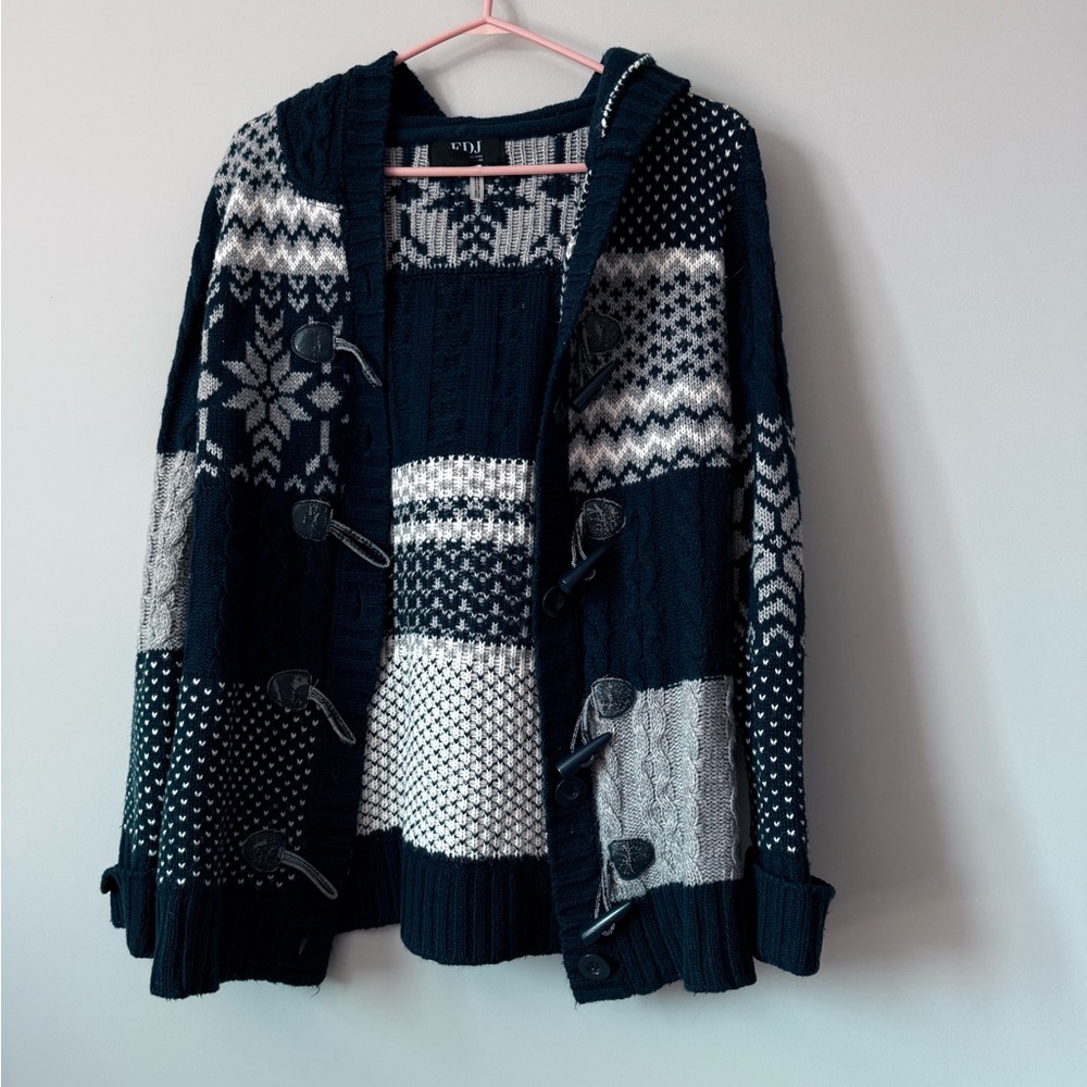 ETC Women's Cozy Black and Gray Knit Cardigan